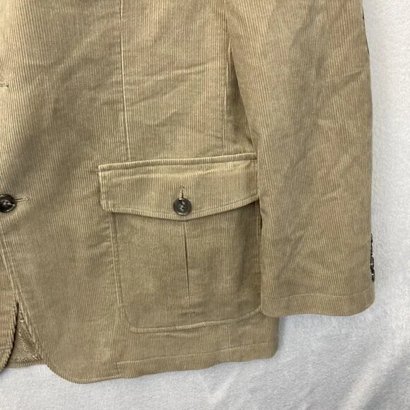 Vintage Tasso Elba Corduroy Safari Blazer Jacket RARE Mens Large L Elbow Patches